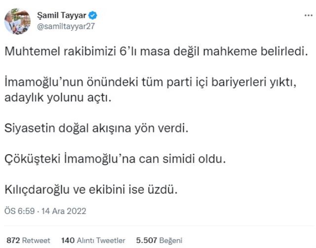 samil tayyar dan ekrem imamoglu yorumu